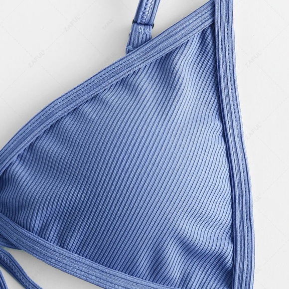 Blue Ribbed Bikini Set - Picture 4 of 5